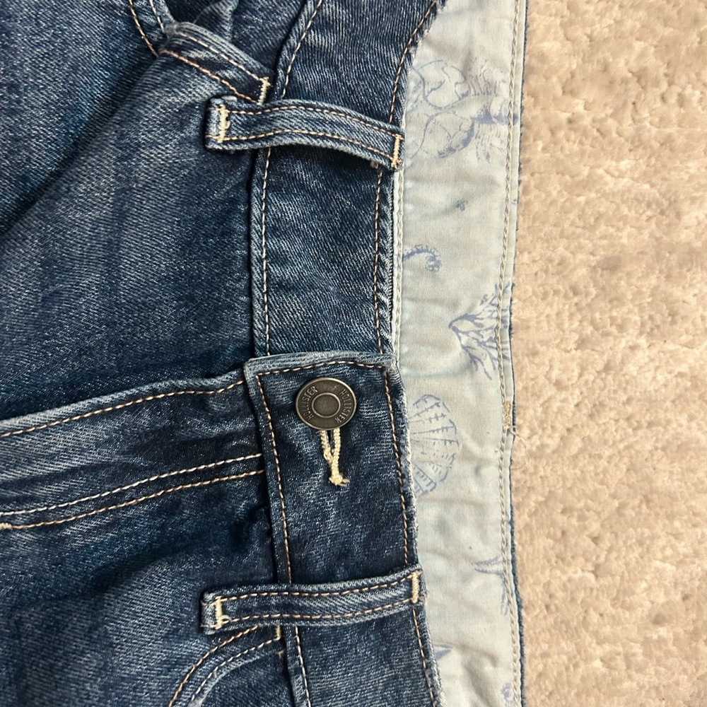 HOLLISTER Dark Wash Denim Low Rise Cutoff Fold over Mini Shorts - Picture 4 of 4